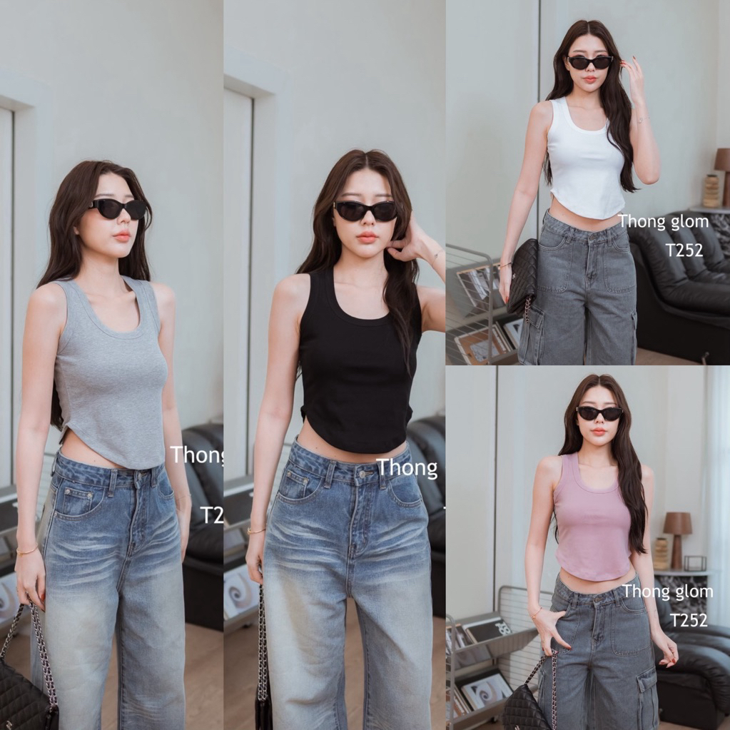 เสื้อกล้ามคอยูชายโค้ง ป้าย Thong glom