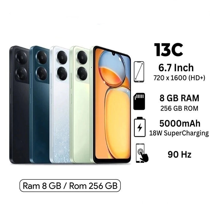 NEW Redml 13C สมาร์ทโฟน (8GB + 256GB) 6.74 นิ้วHD + 90Hz 5,000 mAhแบตเตอรี่ขนาดใหญ่Type-C 18W