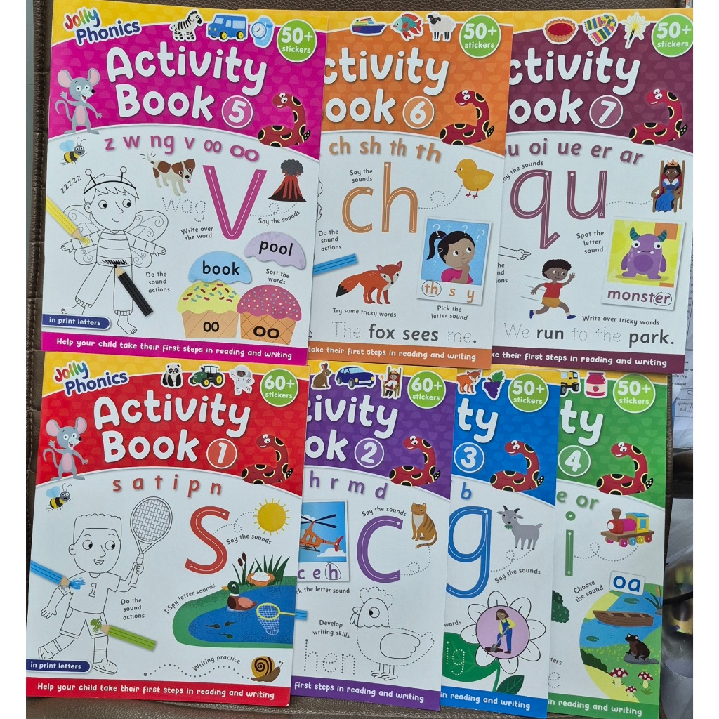 PP New Jolly Phonics Activity book 1,2,3,4,5,6,7 in Print Letters