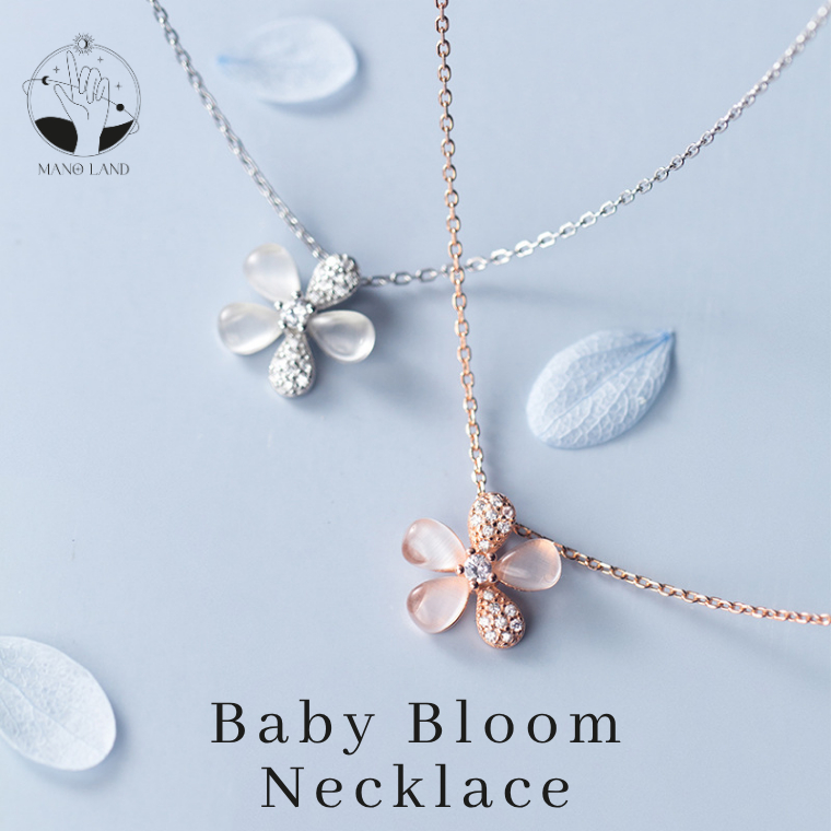 MNL💗 สร้อยคอ Baby Bloom สีโรสโกล ดอกไม้ สไตล์มินิมอล น่ารัก สไตล์เกาหลี ละมุนใจ ลุคคุณหนู ของขวัญแฟน ได้ทุกลุค ใส่เที่ยว