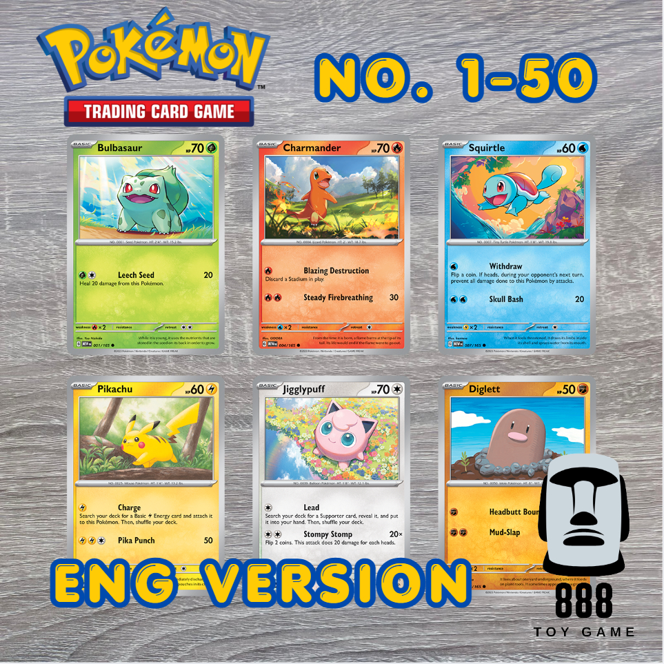 [Pokemon TCG ENG Ver.] การ์ดโปเกมอนภาษาอังกฤษ แยกใบ ชุด"Scarlet & Violet—151" ระดับC/U/R (No.1-50)