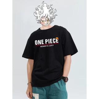 เสื้อยืดคอกลม-แขนสั้น oversize พิมพ์ลาย "OnePiece Luffy" เสื้อยืดผู้ชายเท่ๆ tshirt men สตรีทแฟชั่น สีขาว-สีดำ