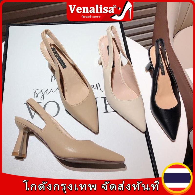 🧡พร้อมส่ง🧡รองเท้าส้นสูง รัดข้อเท้า สูง3 หนังแท้ นิ้วหัวแหลม สินค้าพร้อมส่ง ทรงสวยใส่ทำงาน ใส่เที่ยว