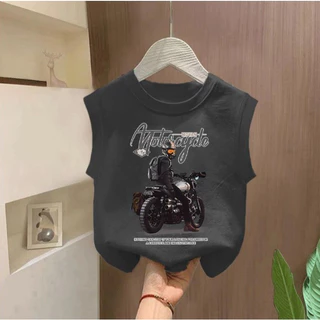 เสื้อยืดเด็ก เสื้อแขนกุดเด็กผู้ชาย ลายตัวอักษร งานแฟชั่น ผ้านิ่ม พร้อมส่ง