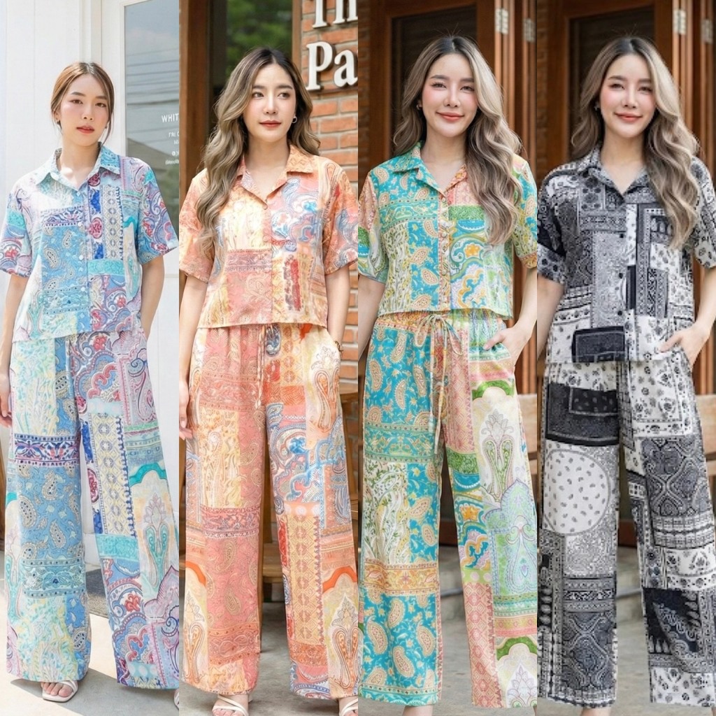Silla กางเกงขายาว รุ่น Bohemian Pants B02 พิมพ์ลาย เนื้อผ้าไหมอิตาลี ผ้าพริ้วนุ่ม ใส่สบาย ลายสวย