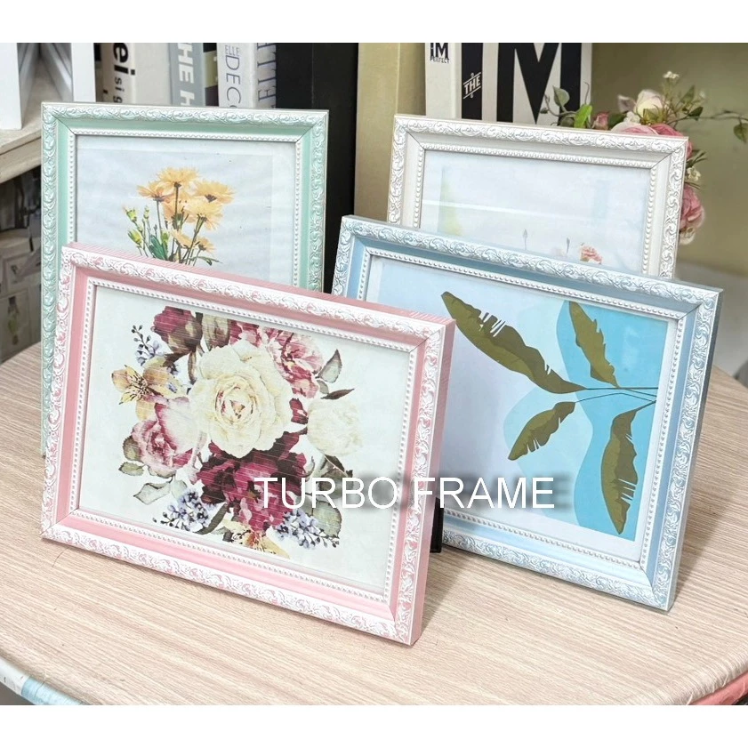 กรอบรูปสีสวยๆ น่ารัก กรอบเกียรติบัตร ขนาดภาพ 10x12” , A4 , 8x12" , 8x10" ,6x8”, A5 , 6x12"ใส่ใบประกาศ งานแต่งงาน +กระจก