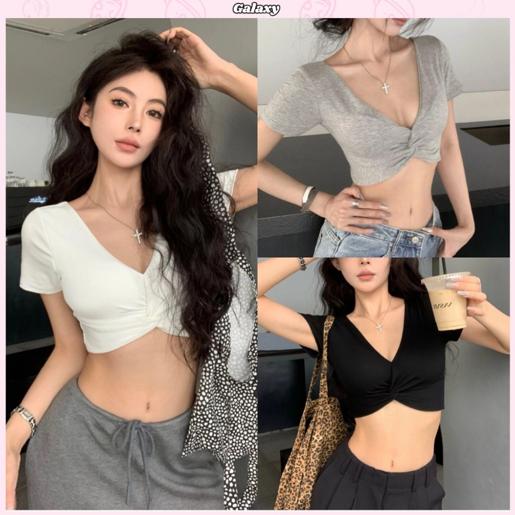 เสื้อผู้หญิง เสือยืด ทรงหลวม  คอv เนื้อผ้านิ่ม สาวอวบใส่ได้