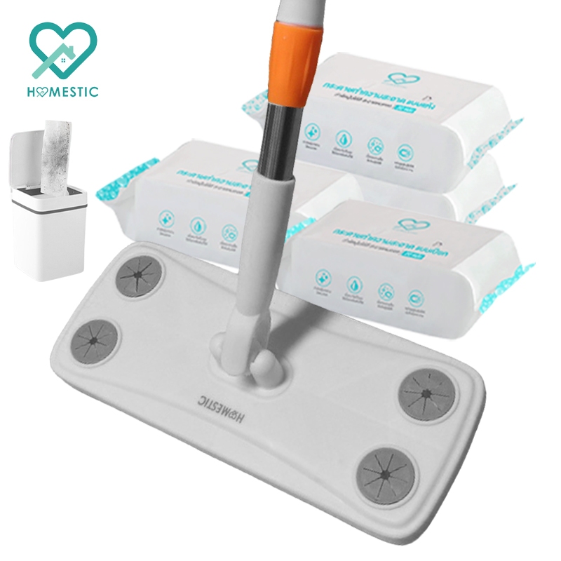 HOMESTIC ไม้ม็อบ ไม้ถูพื้นดันฝุ่น ผ้าถูพื้นแบบผ้าแห้ง แบบผ้าเปียก ผ้ารีฟิลถูพื้นแบบใช้แล้วทิ้ง