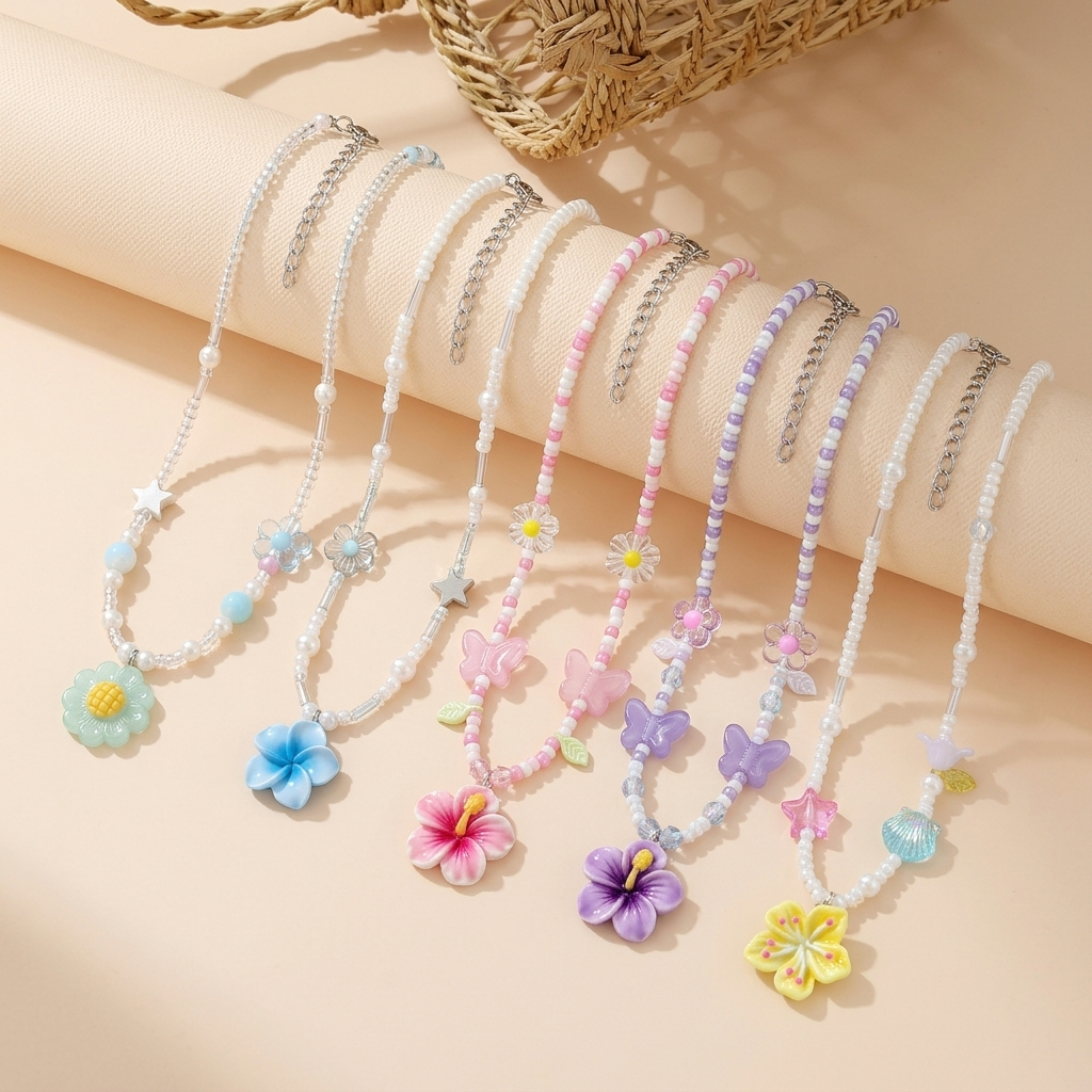 พร้อมส่งจากไทย สร้อยคอลูกปัด สร้อยไปทะเล สร้อยหางปลา สร้อยหอย สร้อยดอกไม้