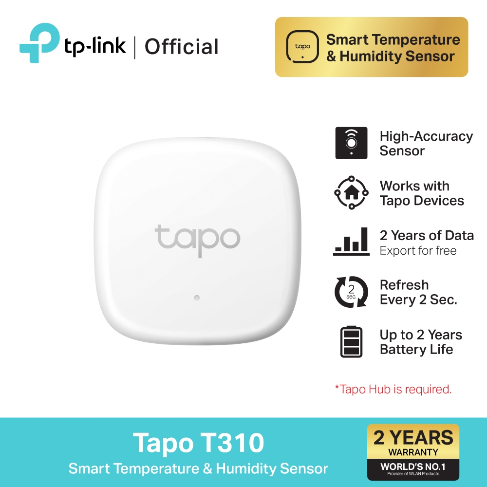 TP-Link Tapo T310 เครื่องวัดอุณหภูมิและความชื้นอัจฉริยะ Smart Temperature & Humidity Sensor แจ้งเตือนผ่าน App ประกัน2ปี