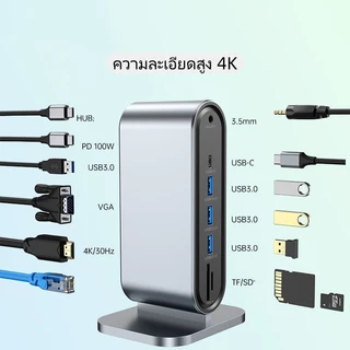 Hills 12in1 หลาย USB Hub หน้าจอการโหวต HD 4k ชนิด Type C เป็น USB 3.0 และ HDTV รองรับการใช้งานกับ โน้ตบุ๊ค