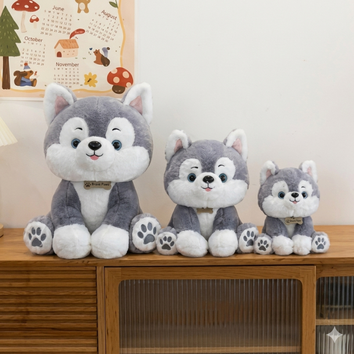 ตุ๊กตาไซบีเรียนฮัสกี้ 30CM 45CM 60CM ขนนุ่มนิ่มน่ากอดของขวัญวันเกิด ของขวัญวันปัจฉิม มีบริการเขียนการ์ด