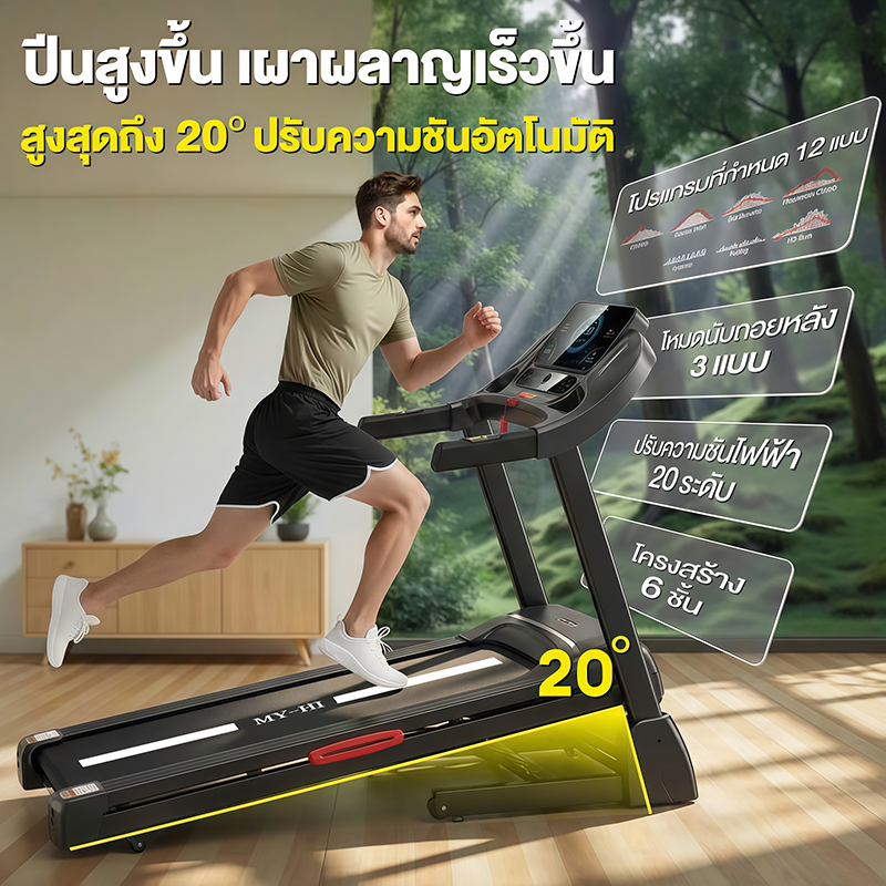 🏃‍♂️ ลู่วิ่งไฟฟ้า C2 พับไฮดรอลิก | มอเตอร์ 5.0HP | พื้นที่วิ่ง 44ซม. | รับน้ำหนัก 500กก. | ลิฟต์ทางลาดไฟฟ้า รูปที่ 6