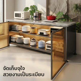 BV เคาเตอร์ครัว ตู้กับข้าว มีฝาปิดกันฝุ่นกันหนู วางเตาอบและไมโครเวฟได้ ชั้นวางของในครัว สนิม กันน้ำ