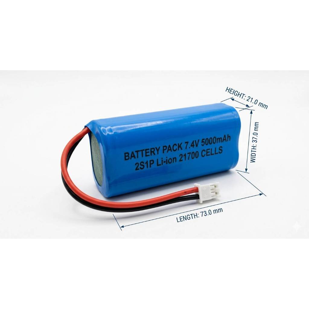 BATTERY PACK แบตเตอรี่ลิเธียม 7.4V 5000mAh 21700 พร้อมระบบ BMS สำหรับงาน DIY สายไฟ XH 2.54