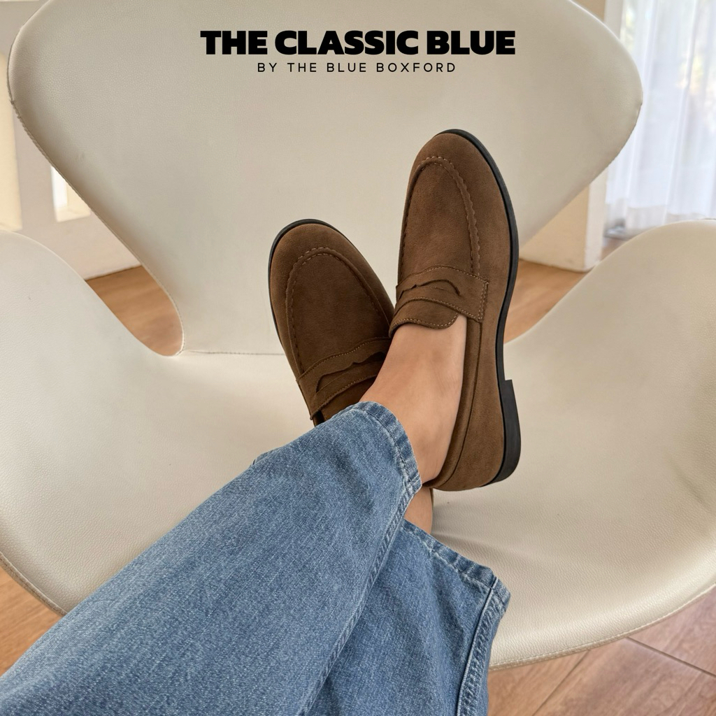 (พร้อมส่ง)The Classic blue - Dean Penny Loafer shoes รองเท้าหนังโลฟเฟอร์ - ไซส์ใหญ่สุด 45 ยาว 27.5 ซม.