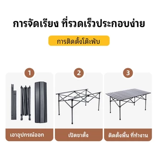 AOAO โต๊ะแคมป์ปิ้งพับได้พร้อมเก้าอี้ ชุดโต๊ะสนามพกพา ชุดปิกนิกกลางแจ้ง สำหรับครอบครัว 4-6 คน แข็งแรง พับเก็บง่าย
