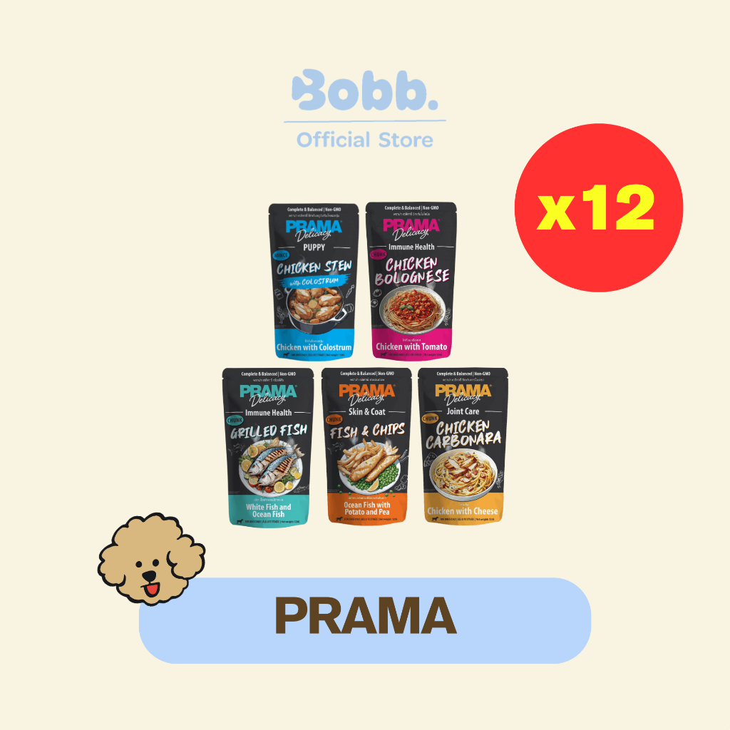 อาหารเปียกสุนัข Prama 12 ชิ้น สูตรครบถ้วน บำรุงสุขภาพ