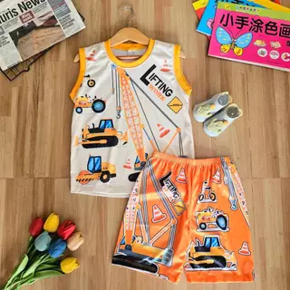 เสื้อผ้าเด็ก ชุดเด็ก ชุดเซต แขนกุด (กล้าม) ผ้าลื่นไมโคร