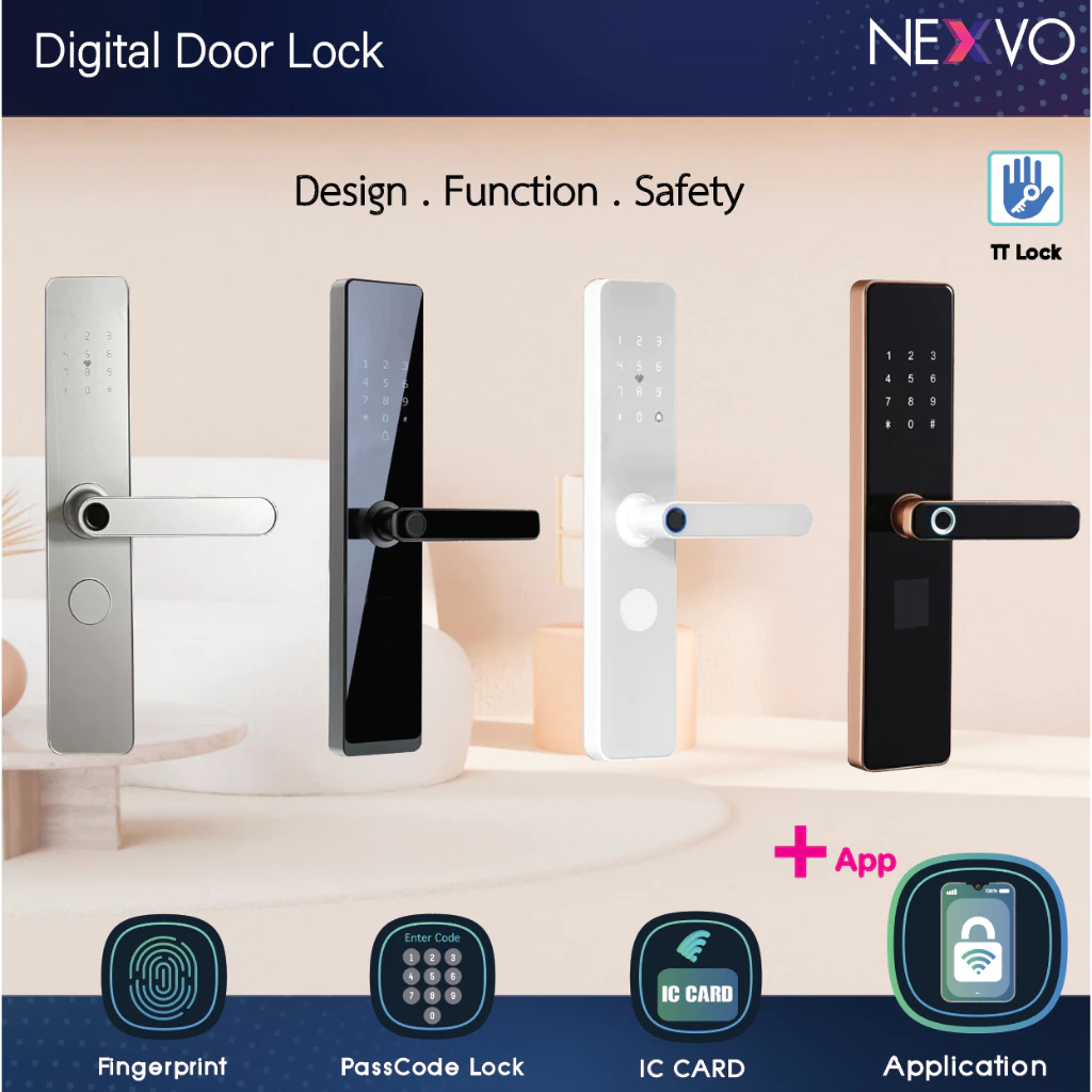 [Digital door lock] - กลอนประตูอัจฉริยะ SW01 บานผลัก เปิดได้โดย TTLock App สแกนลายนิ้ว รหัสผ่าน คีย์การ์ด กุญแจสำรอง
