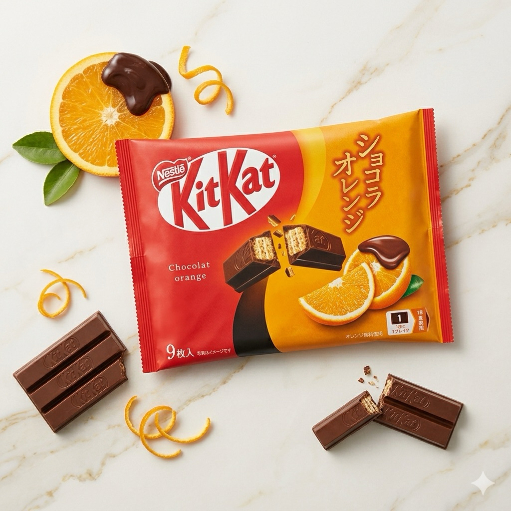 พร้อมส่งในไทย KitKat (คิทแคท) รสช็อกโกแลตส้ม จากญี่ปุ่นมีรสชาติส้มที่ชัดเจนผสมผสานกับช็อกโกแลตนม