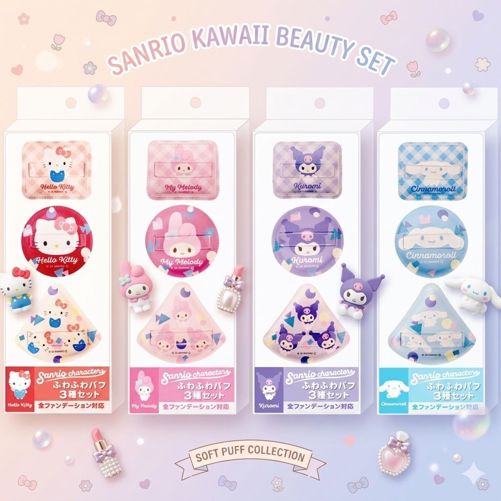 พร้อมส่ง SET พัฟแต่งหน้า / แหนบ / set แปรงพกพา SANRIO Jp” ราคา ถูกที่สุด ดีลบีเคเค