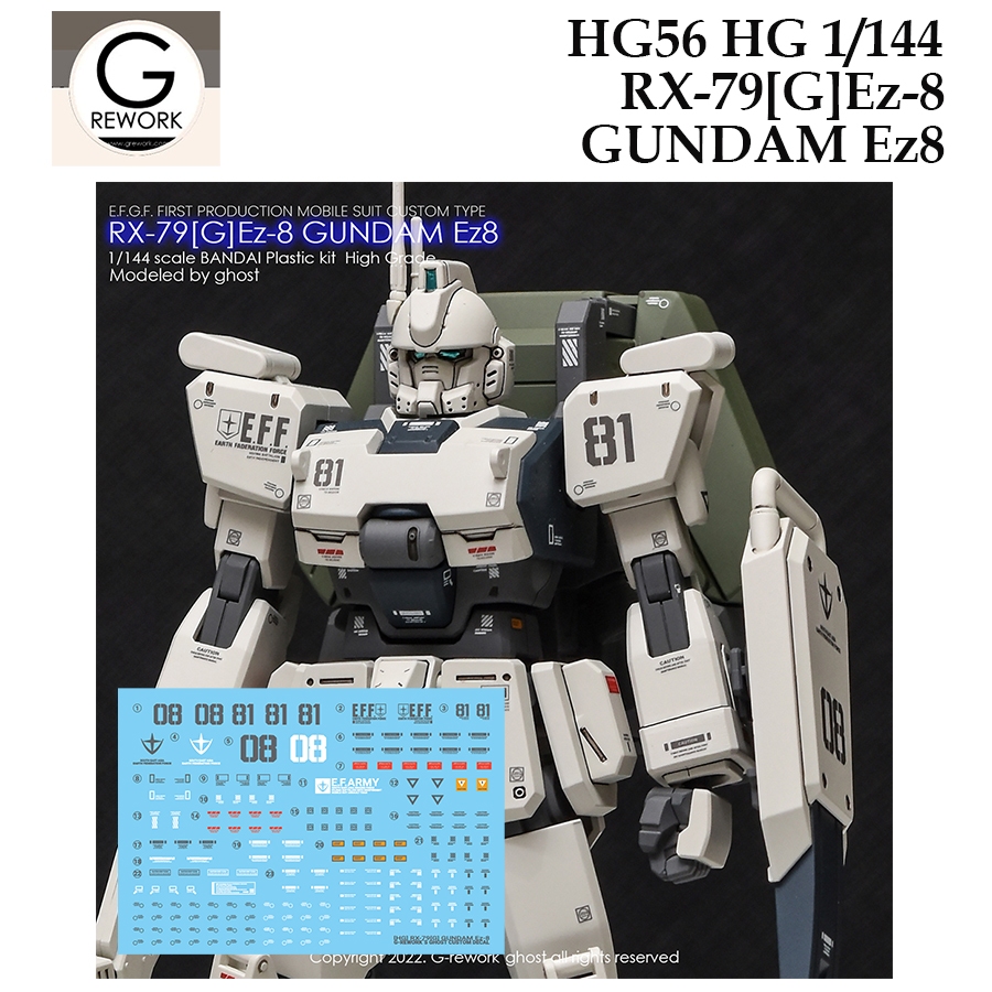 [ G Rework ] HG56 HG 1/144 RX 79[G] Ez8 GUNDAM WATER SLIDE DECAL