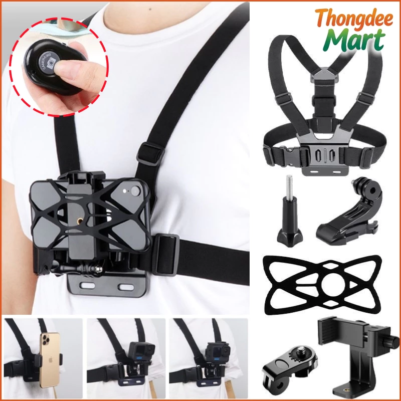 อุปกรณ์เสริมสำหรับกล้องกีฬา Gopro สายรัดหน้าอกโทรศัพท์มือถือ 360 องศา ฝาครอบป้องกันคลิปหนีบโทรศัพท์มือถือติดหน้าอก