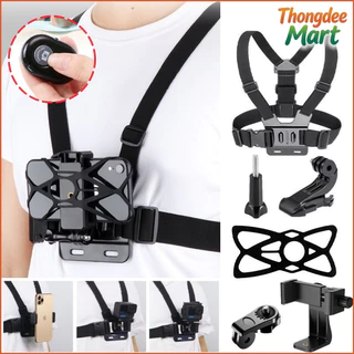 อุปกรณ์เสริมสำหรับกล้องกีฬา Gopro สายรัดหน้าอกโทรศัพท์มือถือ 360 องศา ฝาครอบป้องกันคลิปหนีบโทรศัพท์มือถือติดหน้าอก