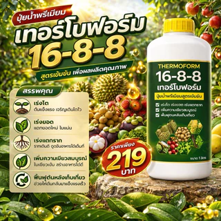 THERMOFORM 16-8-8 ปุ๋ยน้ำพรีเมียมสูตรเข้มข้น เร่งโต เร่งราก เร่งยอด ฟื้นฟูพืช ขนาด 1 ลิตร