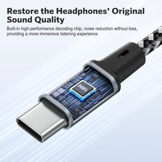 MEEGOO สายแปลงเสียง Type-C เป็น 3.5mm 15ซม รองรับโทรศัพท์/แท็บเล็ต ไม่มีเสียงรบกวน สายถักไนล่อนทนทาน