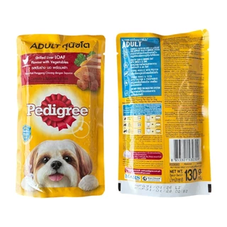 PEDIGREE ขนาดซองละ 130ก. เพดดิกรี อาหารหมาเปียกในน้ำเกรวี่ สุนัขโตและลูกสุนัข