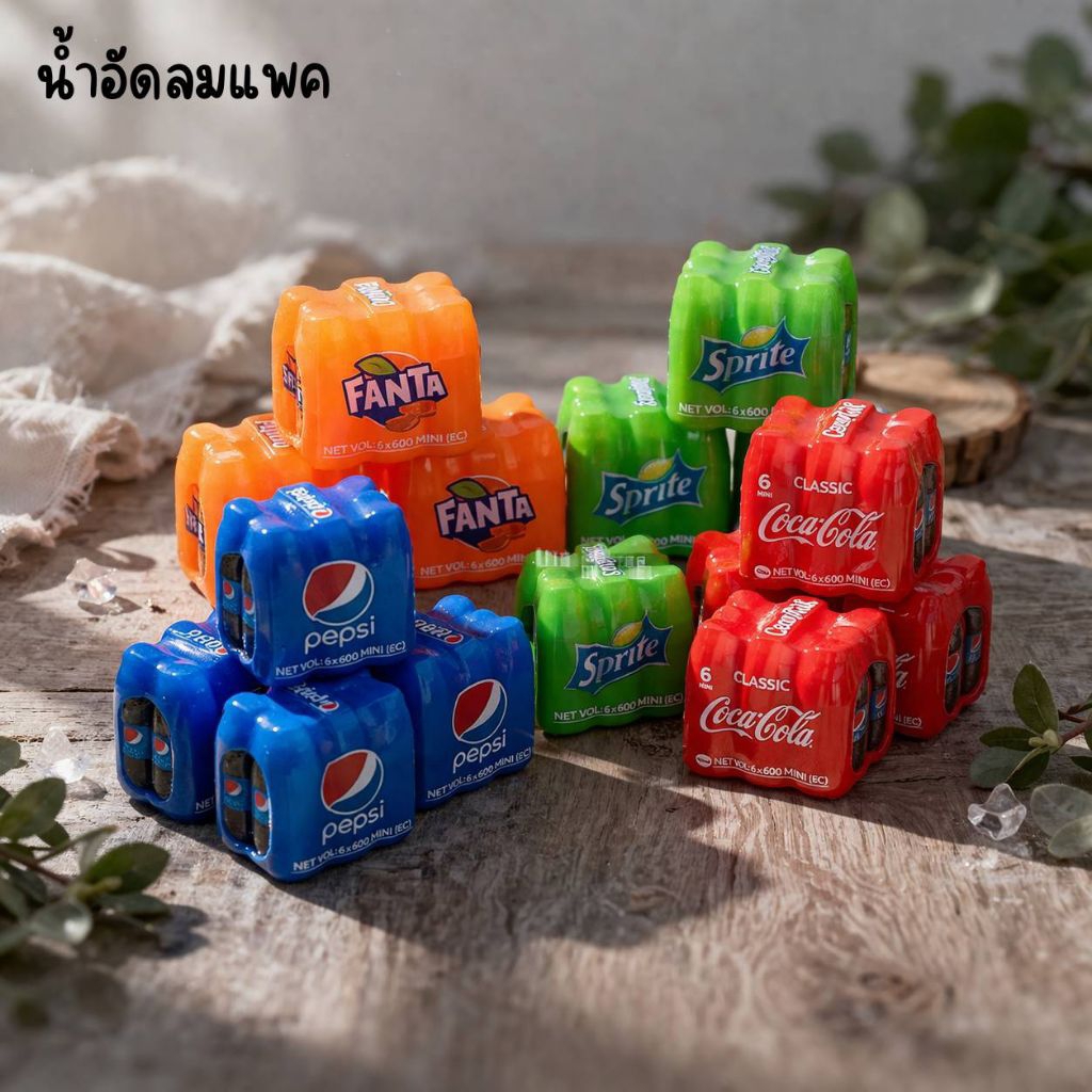 น้ำอัดลมแพคขนาดเล็ก น้ำอัดลมจำลอง ตกแต่งบ้านตุ๊กตา บ้านสวนถาด ขวดโหล พร็อพถ่ายรูป งาน DIY งานสถาปัตยกรรม