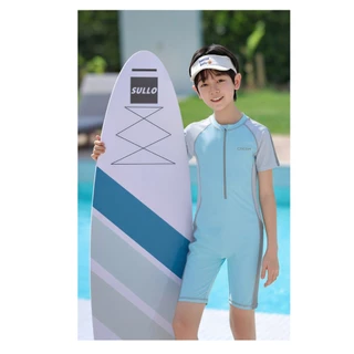 NT-217 🌊 [URBAN POOL VIBES] ชุดว่ายน้ำบอดี้สูทดีไซน์สุดคูล เรียบแต่โก้! ⛱️ชุดว่ายน้ำเด็กวันพีซซิปหน้า สีพาสเทล 🌊👶