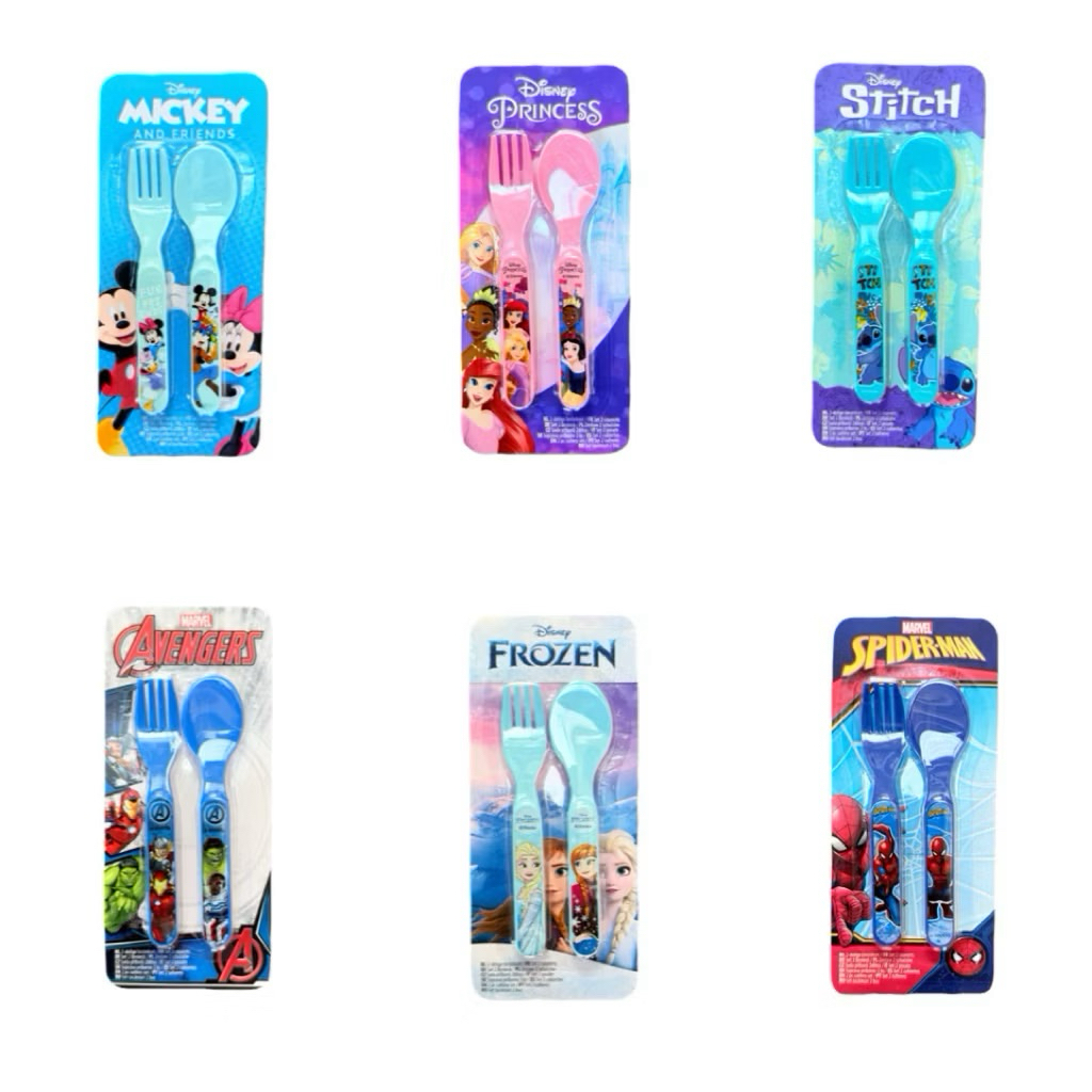 🇹🇭พร้อมส่ง Cutlery Spoon Fork Set 🥄 ชุดช้อนส้อม Disney & Marvel สำหรับเด็ก #ลิขสิทธิ์แท้ 100%