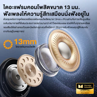 Monster N-Lite 220 หูฟังบลูทูธไร้สายแท้ | สิทธิพิเศษเฉพาะร้านทางการ ไทย แบตเตอรี่ยาวนาน 36 ชั่วโมง