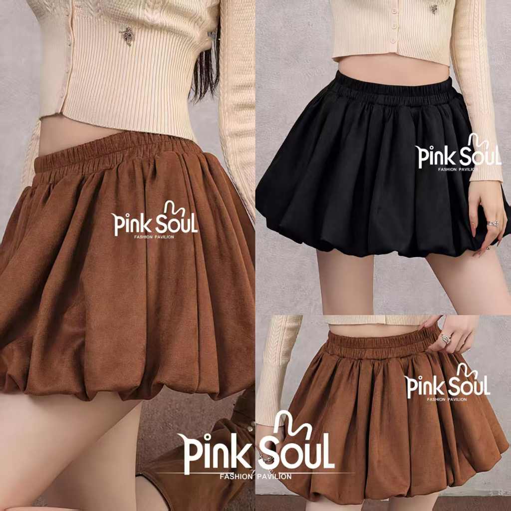 กระโปรงทรงบอลลูน มีไซส์ S-4XL เอวสูง เอวสม็อครอบตัว ผ้ากำมะหยี่นุ่ม แฟชั่นเวียดนาม