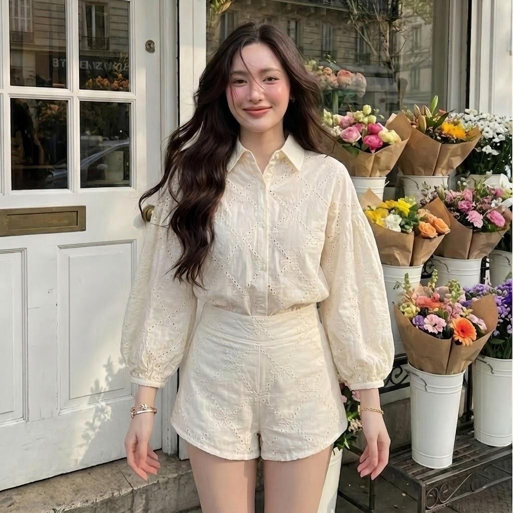 CE01 BELLITA │Rosie Dairy│เซ็ตเสื้อกางเกงขาสั้นผ้าลูกไม้