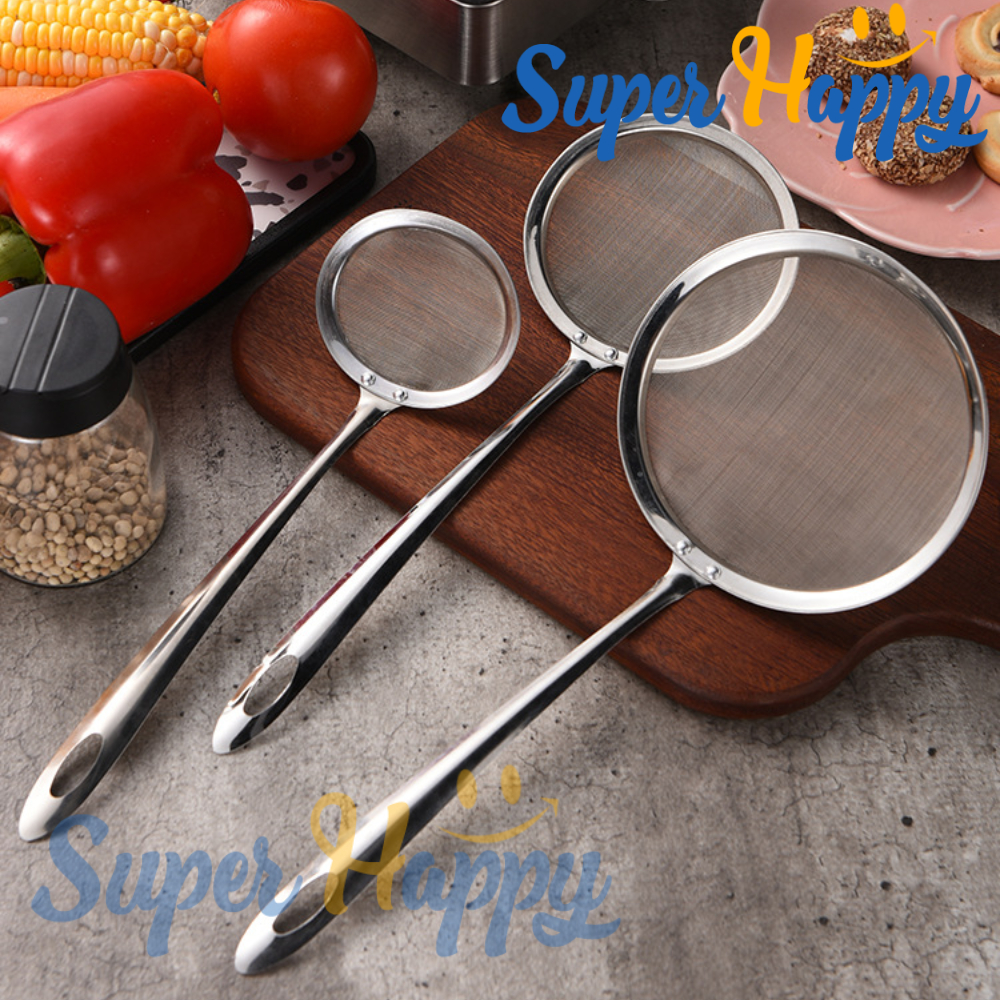 กระชอนตักฟอง Skimmer Spoon สแตนเลส ตะแกรงกรองเศษอาหาร กรองน้ำมัน ช้อนตักกาก