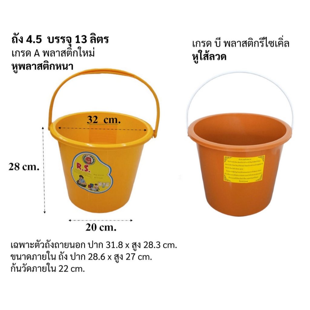 แพ็ค 6ใบ ถังเหลือง สังฆทาน เบอร์ 4 .5 ขนาดบรรจุ  13 ลิตร
