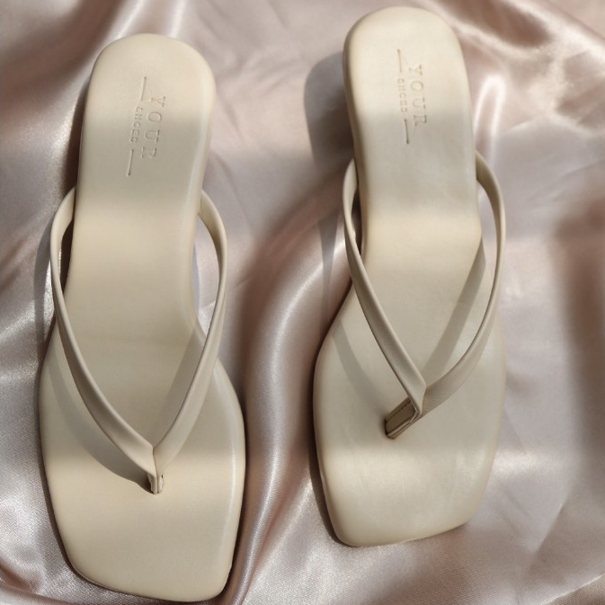 YOURSHOES Z17 (เท้าอวบ เท้ายาว +1ไซส์*) / รองเท้าส้นสูง 1นิ้ว รองเท้าหูหนีบ รองเท้าหนังนิ่ม รูปที่ 6