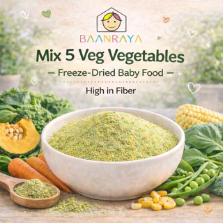 🌱🎃ผักรวม 5 ชนิด🌽🥬🥕100% ผงผักเด็ก 6M+ ฟรีซดราย ❄️ไฟเบอร์สูง | Mixed 5 Veg Powder Baby Food Baan Raya