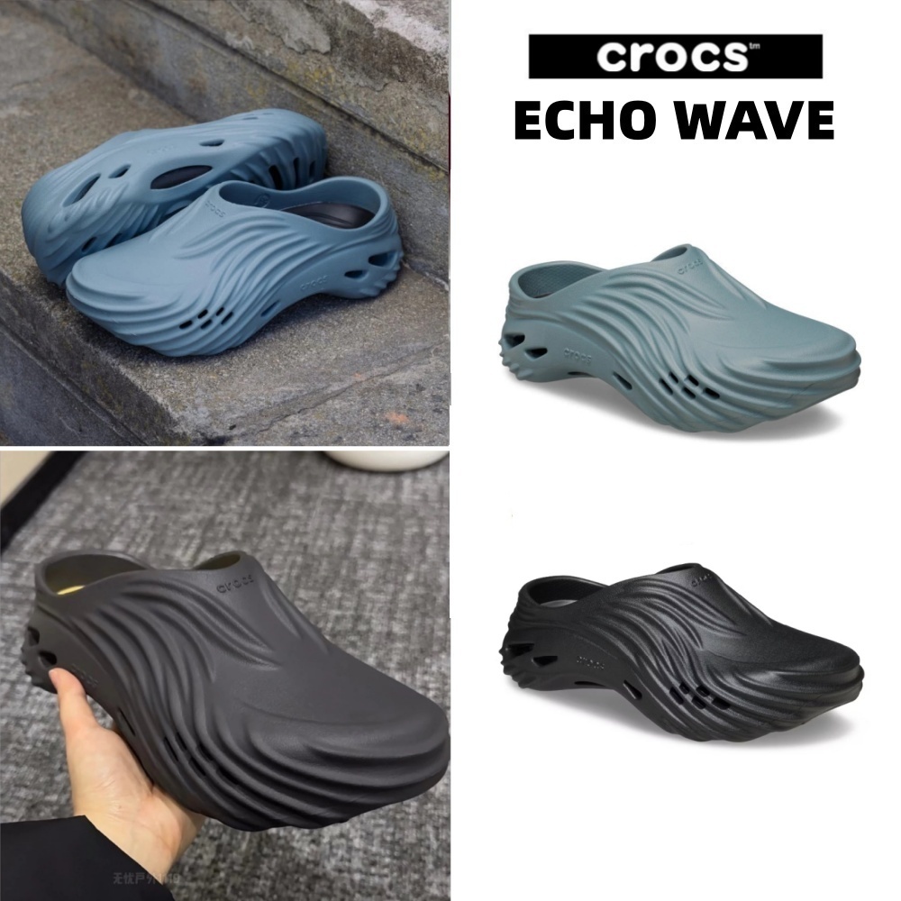 🎊ของแท้ 100%🎇CROCS  รองเท้าลำลองผู้ใหญ่ Echo Wave รองเท้าผู้ชายรองเท้าแตะ รุ่น 210521-3YO - POND / 2