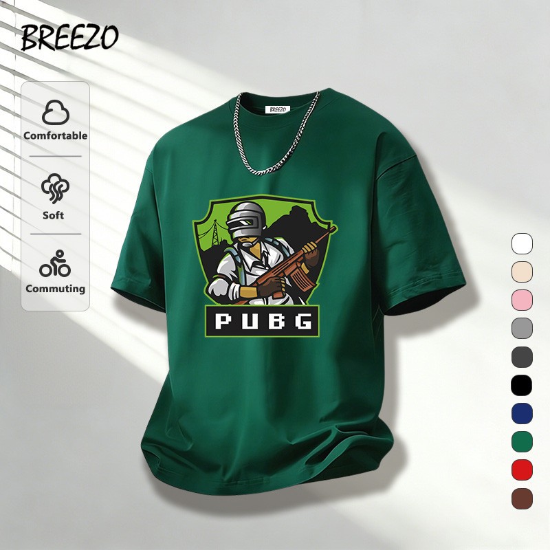 เสื้อครอป ใส่สบาย ไม่หด ระบายอากาศได้ ไม่ร้อน PLAYERUNKNOWN’S BATTLEGROUNDS การ์ตูน ลายพิมพ์ ฤดูร้อน สไตล์ลำลอง