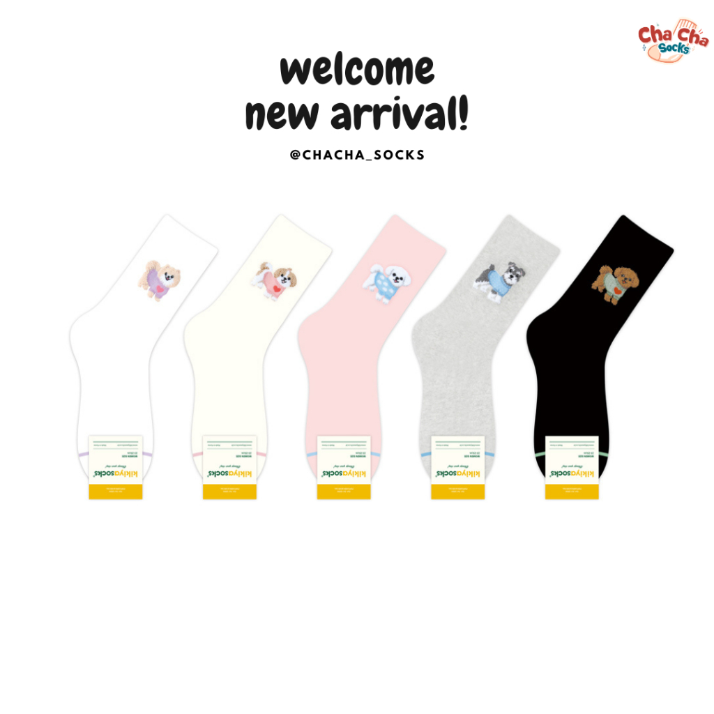 Chacha socks - ถุงเท้าข้อยาว Puppy Puppy Socks แบรนด์ kikiya socks ถุงเท้าจากเกาหลี