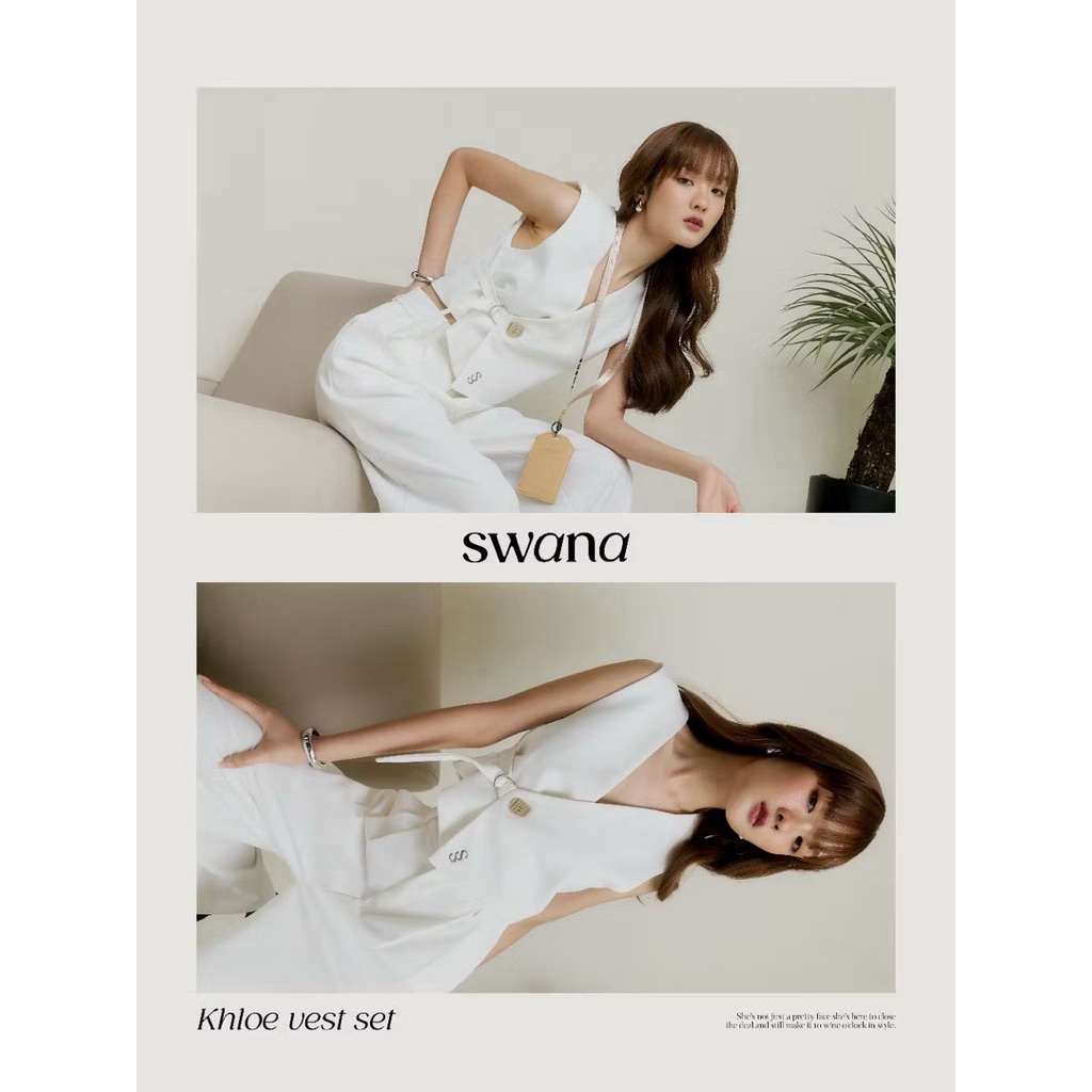 ส่งต่อ ของใหม่ 100% Khloe vest set สีขาว - Swana