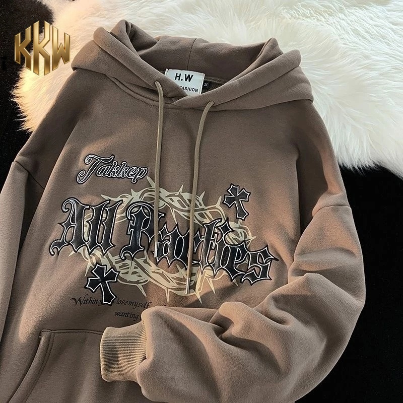 ฮู้ดี้แขนยาวเกาหลี ลายพิมพ์ใหม่ล่าสุด! ทรง oversize ใส่สบาย ไม่อึดอัด สำหรับทุกเพศ กำลังฮิต