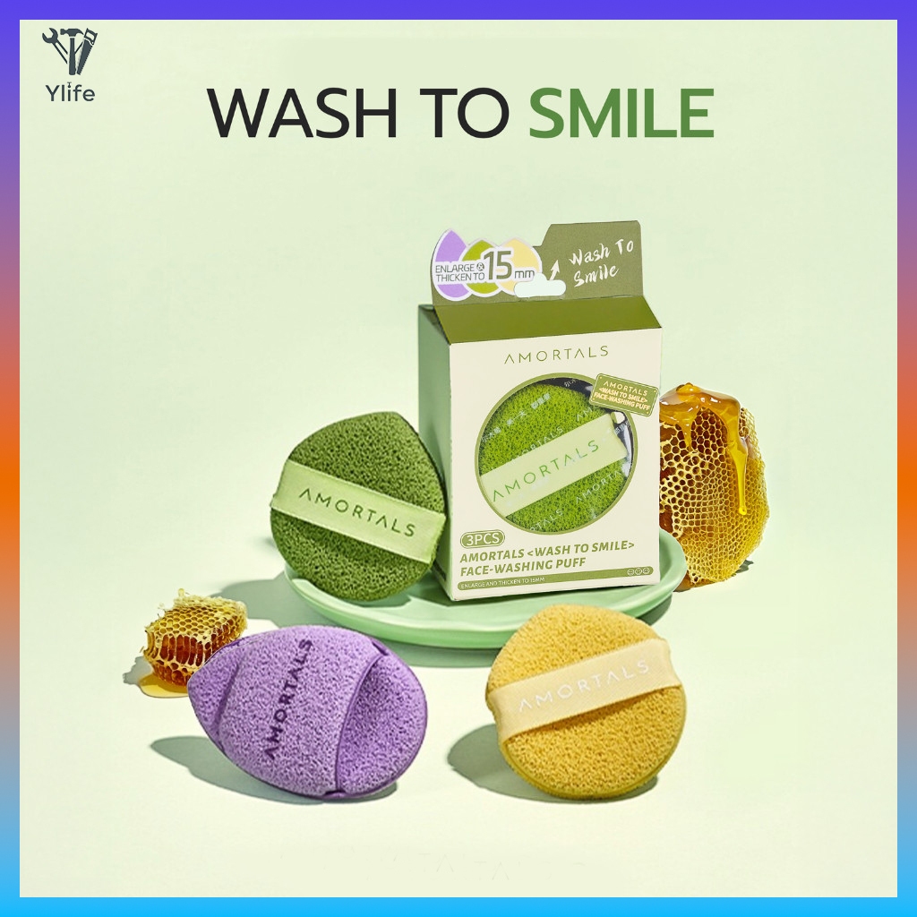 Ylife&Amortals Facial Cleansing Sponge/Puff พัฟฟองน้ำล้างหน้า รุ่น Super Soft Wash to smile