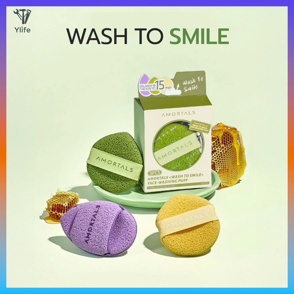 Ylife&Amortals Facial Cleansing Sponge/Puff พัฟฟองน้ำล้างหน้า รุ่น Super Soft Wash to smile
