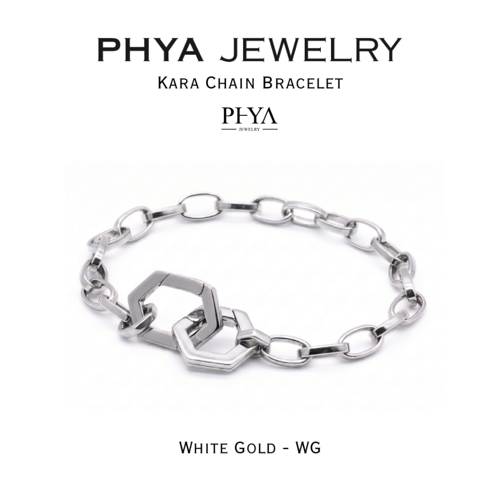 PHYA Kara Chain Bracelet (White Gold) : สร้อยข้อมือเงินแท้ คาร่า เชน (ไวท์โกลด์)